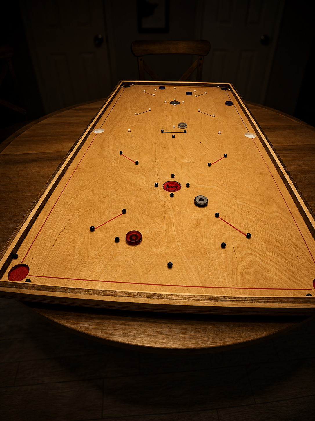 The complete Bandero board viewed lengthwise in warm, cinematic light